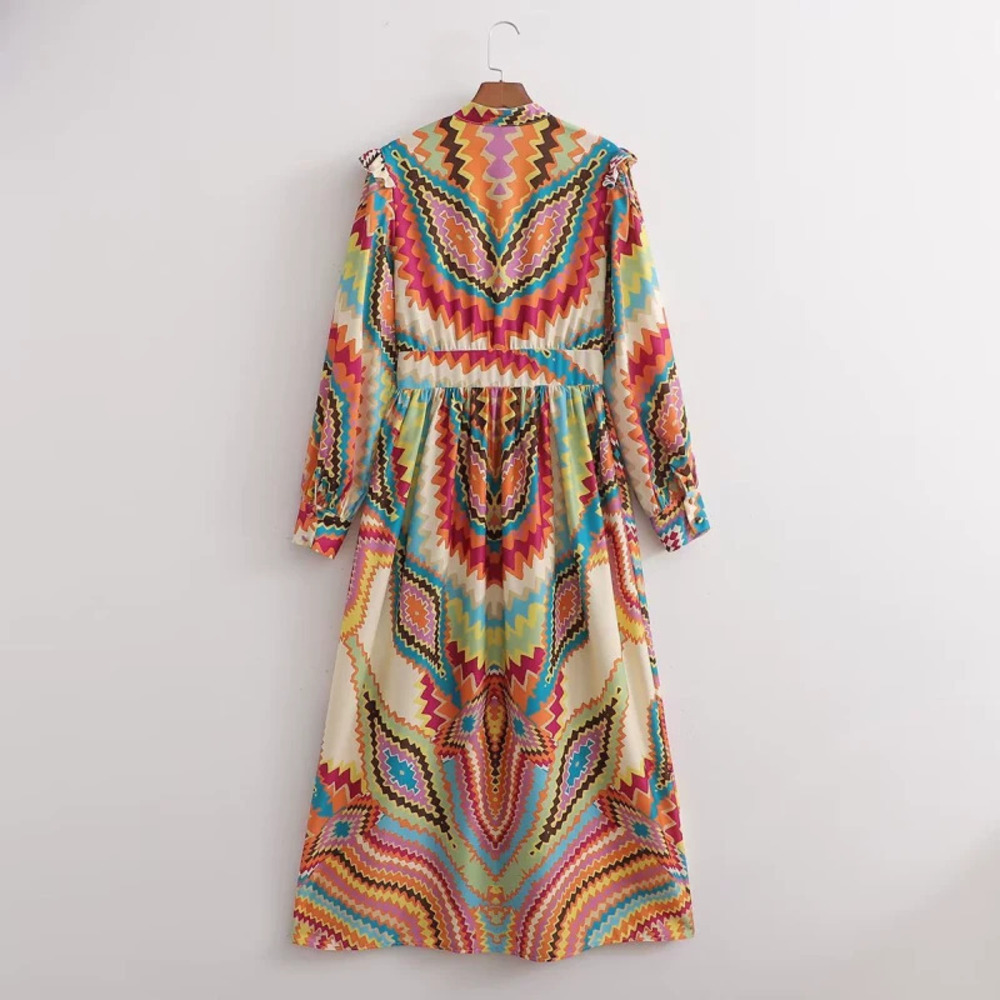 ZARA Spring Long Sleeve Placement Floral Maxi Dress